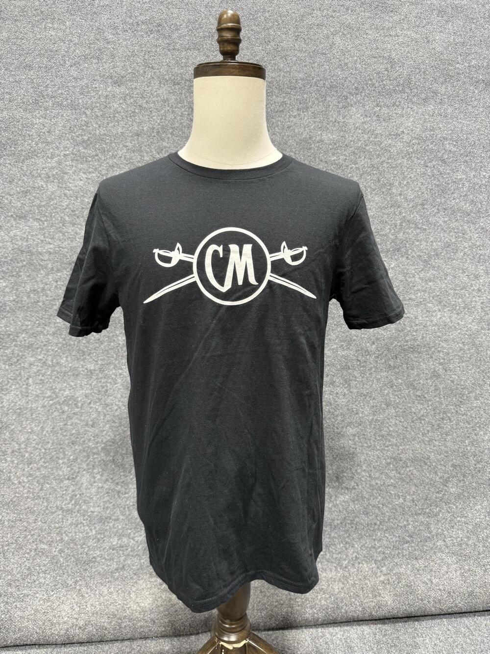 Captain Morgan Shirt Mens Medium Black CM Logo Graphic T-Shirt Tee Tangerine